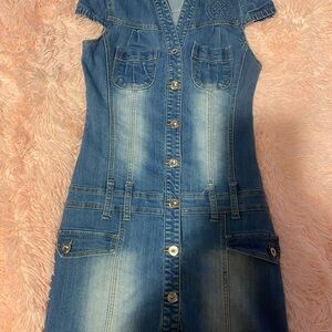 y2k style denim Button-Up Dress